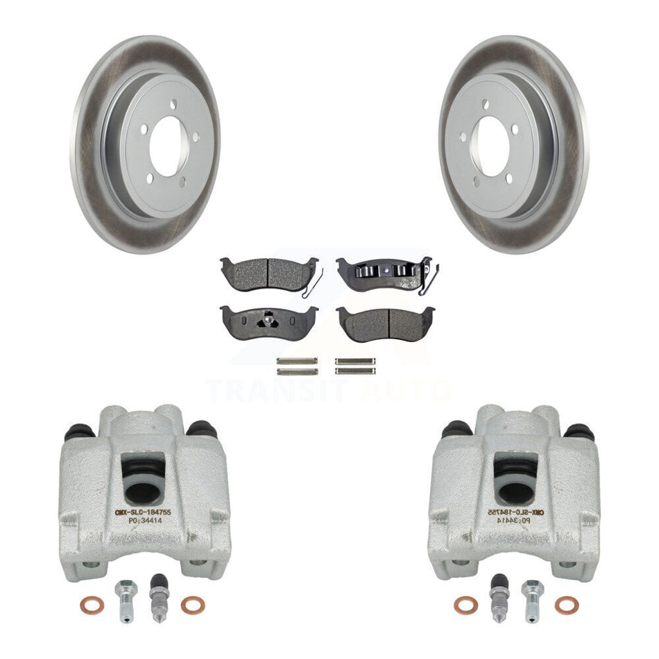 Rear Disc Brake Caliper Coated Rotors And Semi-Metallic Pads Kit For Ford Explorer Sport Trac Mercury Mountaineer KCG-100259P by Transit Auto