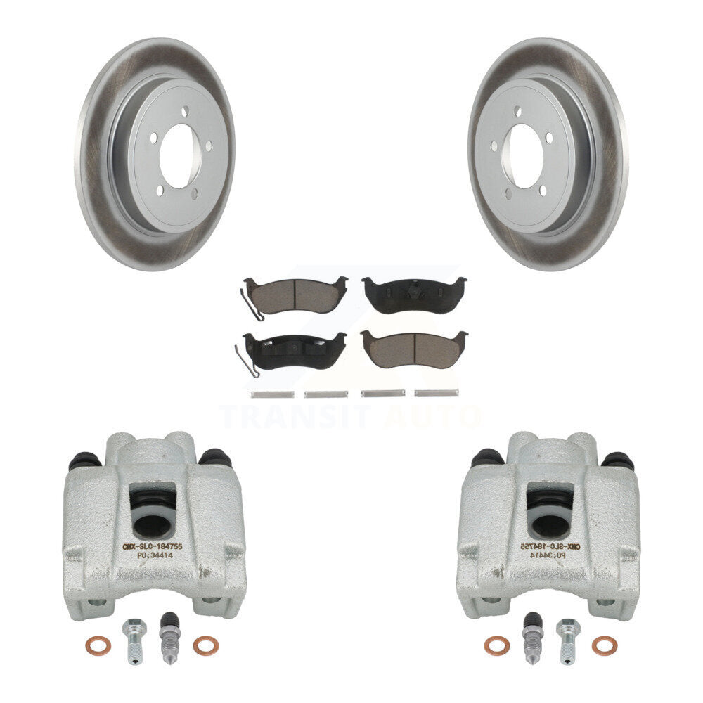 Rear Disc Brake Caliper Coated Rotors And Ceramic Pads Kit For Ford Explorer Sport Trac Mercury Mountaineer KCG-100260C by Transit Auto