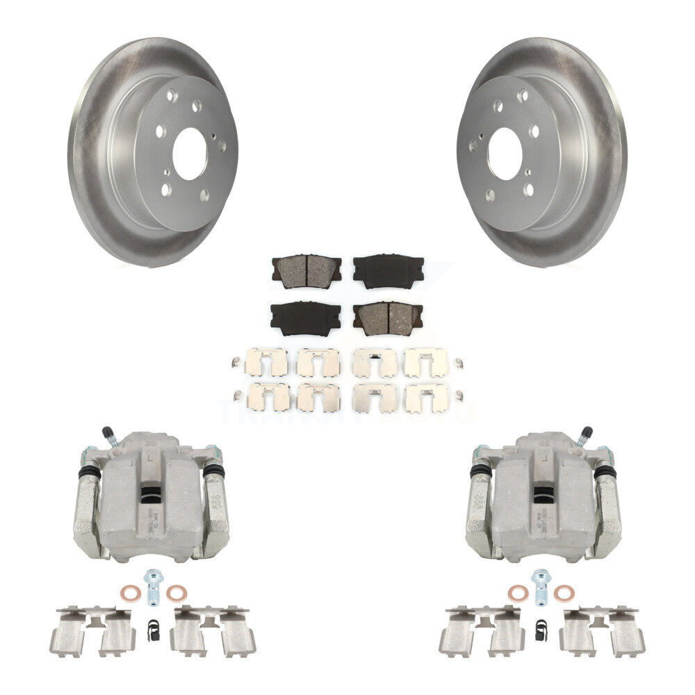 Rear Disc Brake Caliper Coated Rotors And Semi-Metallic Pads Kit For Toyota RAV4 KCG-100260S by Transit Auto