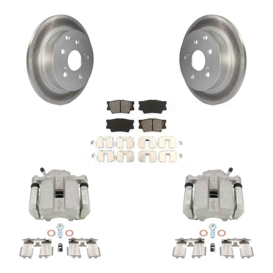 Rear Disc Brake Caliper Coated Rotors And Semi-Metallic Pads Kit For Toyota RAV4 KCG-100260S by Transit Auto