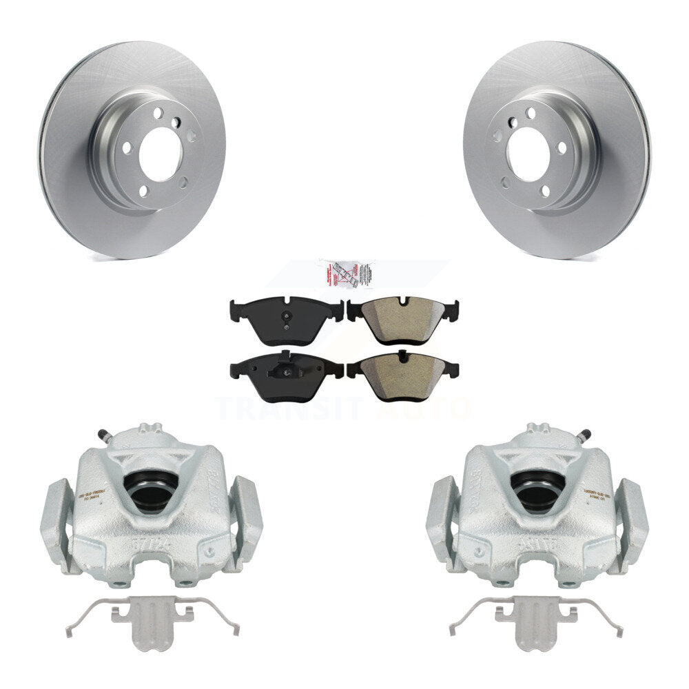 Front Disc Brake Caliper Coated Rotors And Semi-Metallic Pads Kit For BMW 328i KCG-100261N by Transit Auto