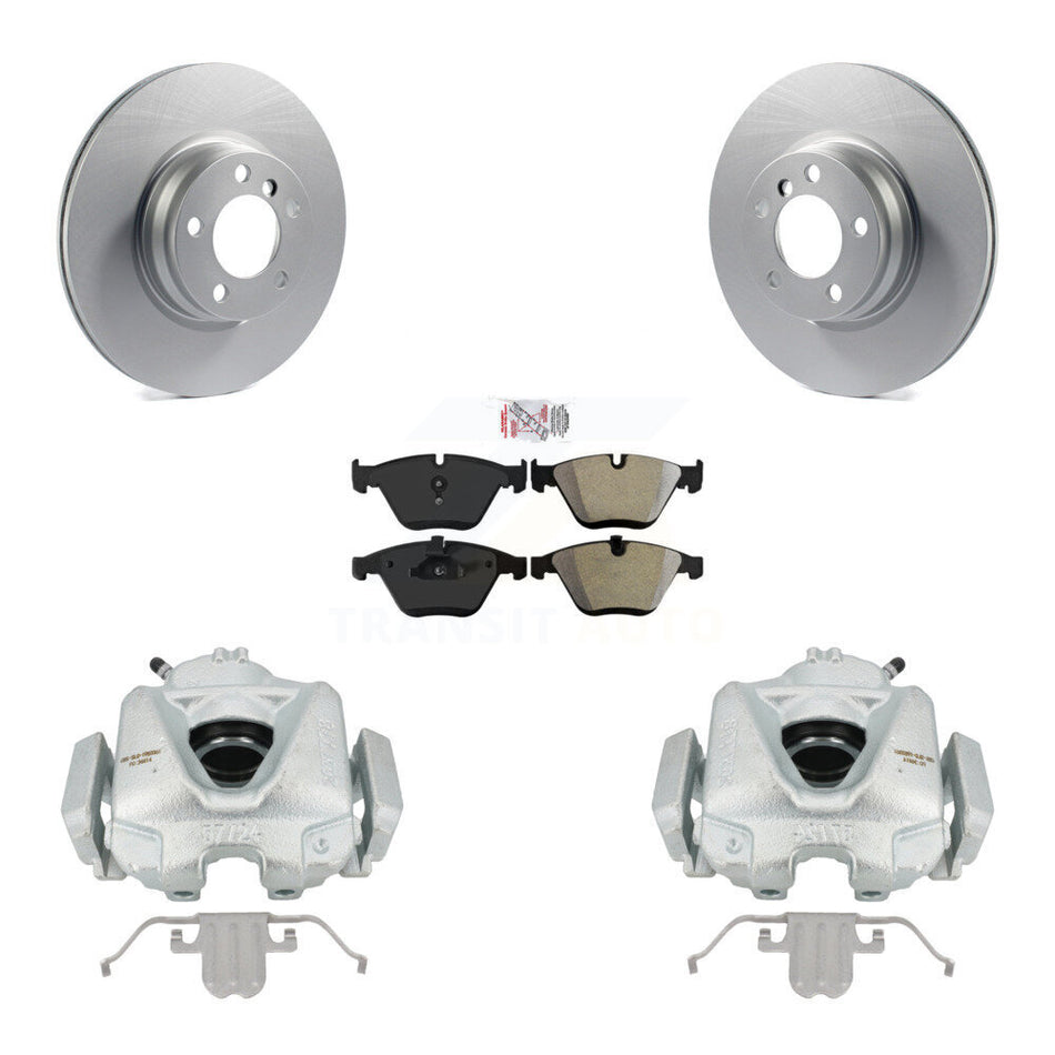 Front Disc Brake Caliper Coated Rotors And Semi-Metallic Pads Kit For BMW 328i KCG-100261N