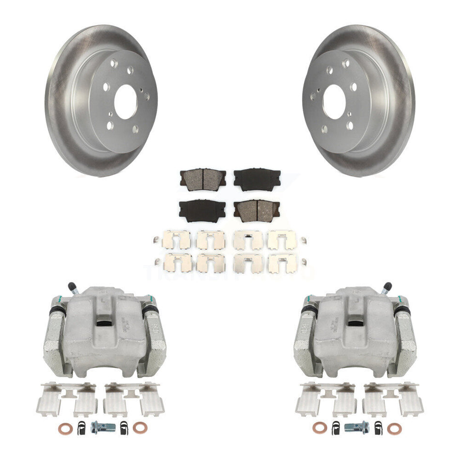 Rear Disc Brake Caliper Coated Rotors And Semi-Metallic Pads Kit For Toyota RAV4 KCG-100261S