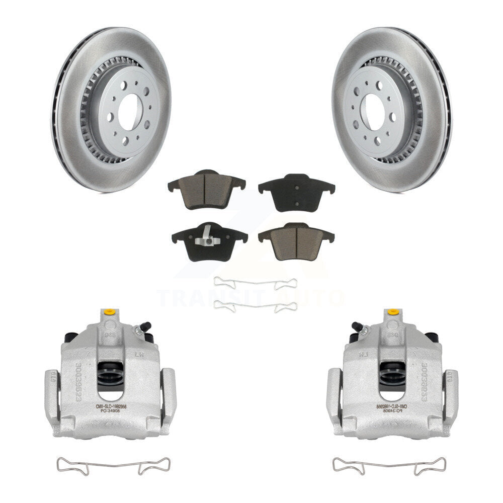 Rear Disc Brake Caliper Coated Rotors And Ceramic Pads Kit For 2003-2014 Volvo XC90 KCG-100262C