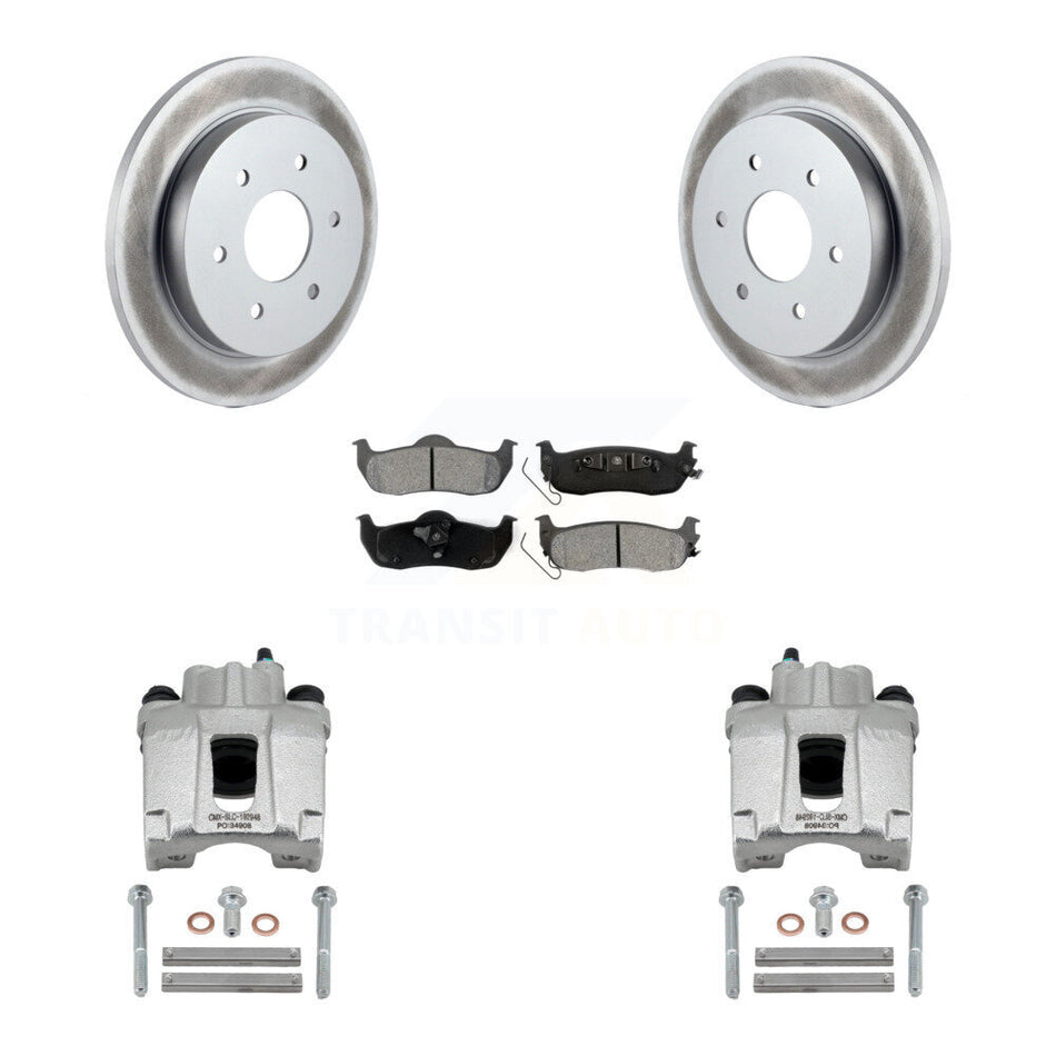 Rear Brake Caliper Coat Rotor And Semi-Metallic Pad Kit For Nissan TITAN Armada INFINITI KCG-100262S