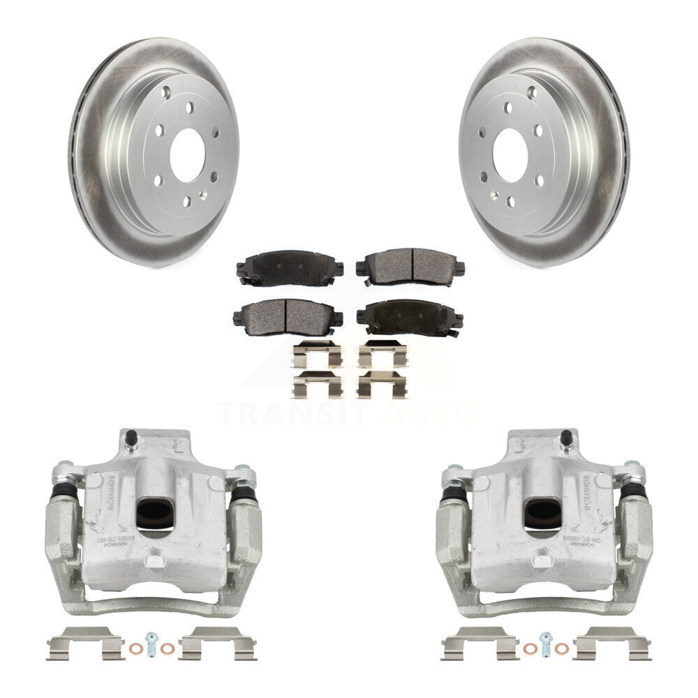 Rear Brake Caliper Coat Rotors Semi-Metallic Pad Kit For GMC Acadia Buick Enclave Saturn KCG-100263P