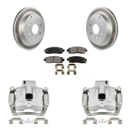 Rear Brake Caliper Coat Rotors Semi-Metallic Pad Kit For GMC Acadia Buick Enclave Saturn KCG-100263P