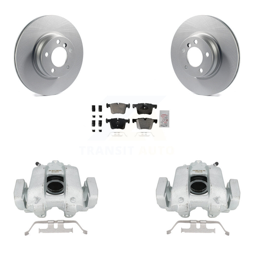 Front Disc Brake Caliper Coated Rotors And Semi-Metallic Pads Kit For BMW 330e KCG-100265N