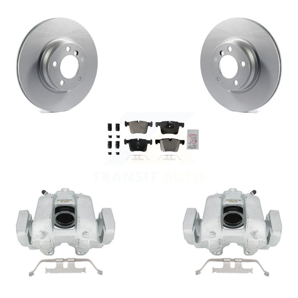 Front Disc Brake Caliper Coated Rotors And Semi-Metallic Pads Kit For BMW 330e KCG-100265N