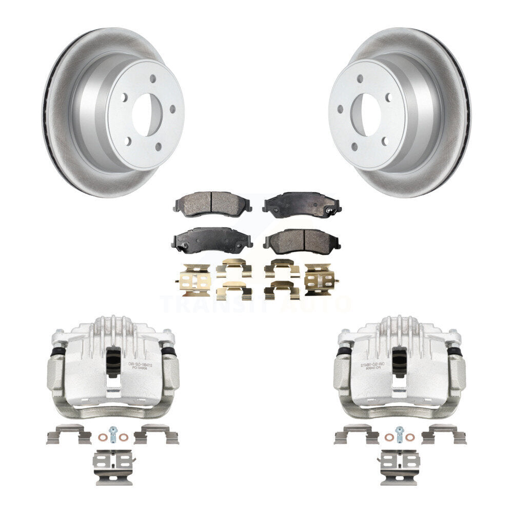 Rear Brake Caliper Coat Rotor & Semi-Metallic Pad Kit For Chevrolet GMC Blazer S10 Jimmy KCG-100265P