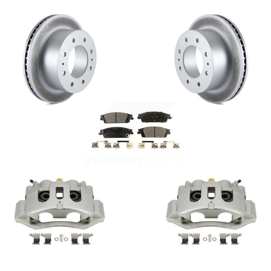 Rear Brake Caliper Coat Rotor & Ceramic Pad Kit For Chevrolet Suburban With 8 Lug Wheels KCG-100265T