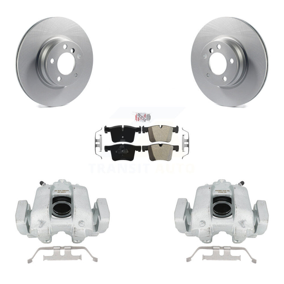 Front Disc Brake Caliper Coated Rotors And Semi-Metallic Pads Kit For 2016-2018 BMW 330e KCG-100266N