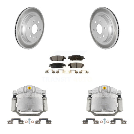 Rear Brake Caliper Coat Rotor Ceramic Pad Kit For Chevrolet Silverado 1500 LD GMC Sierra KCG-100266T