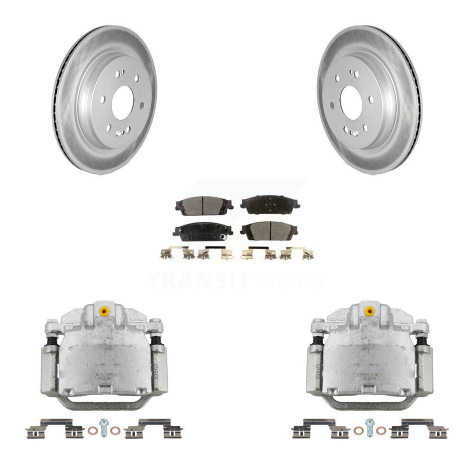 Rear Brake Caliper Coat Rotor Ceramic Pad Kit For Chevrolet Silverado 1500 LD GMC Sierra KCG-100266T