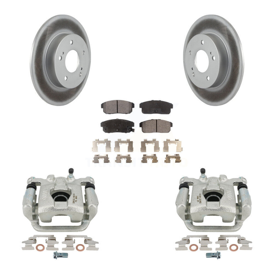 Rear Disc Brake Caliper Coated Rotors And Semi-Metallic Pads Kit For 2003 Nissan Maxima From 01 03 KCG-100267P