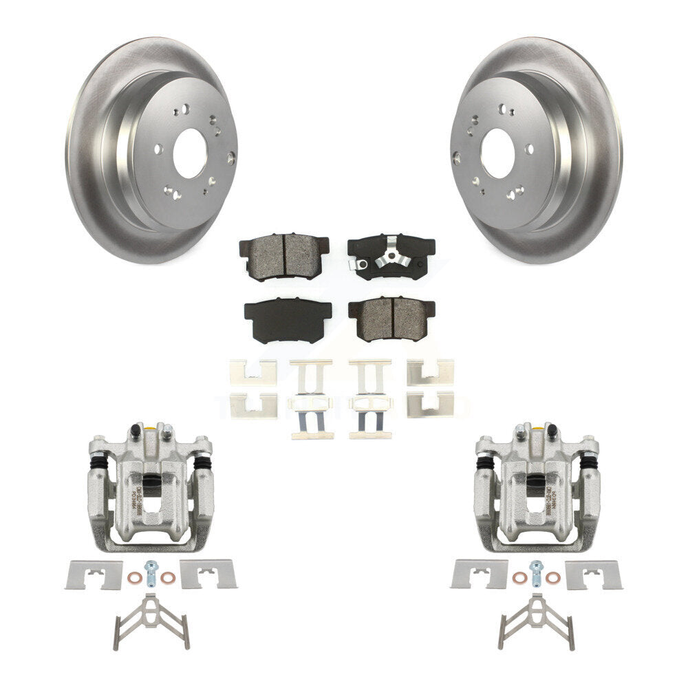 Rear Disc Brake Caliper Coated Rotors And Semi-Metallic Pad Kit For Honda CR-V Acura RDX KCG-100267S