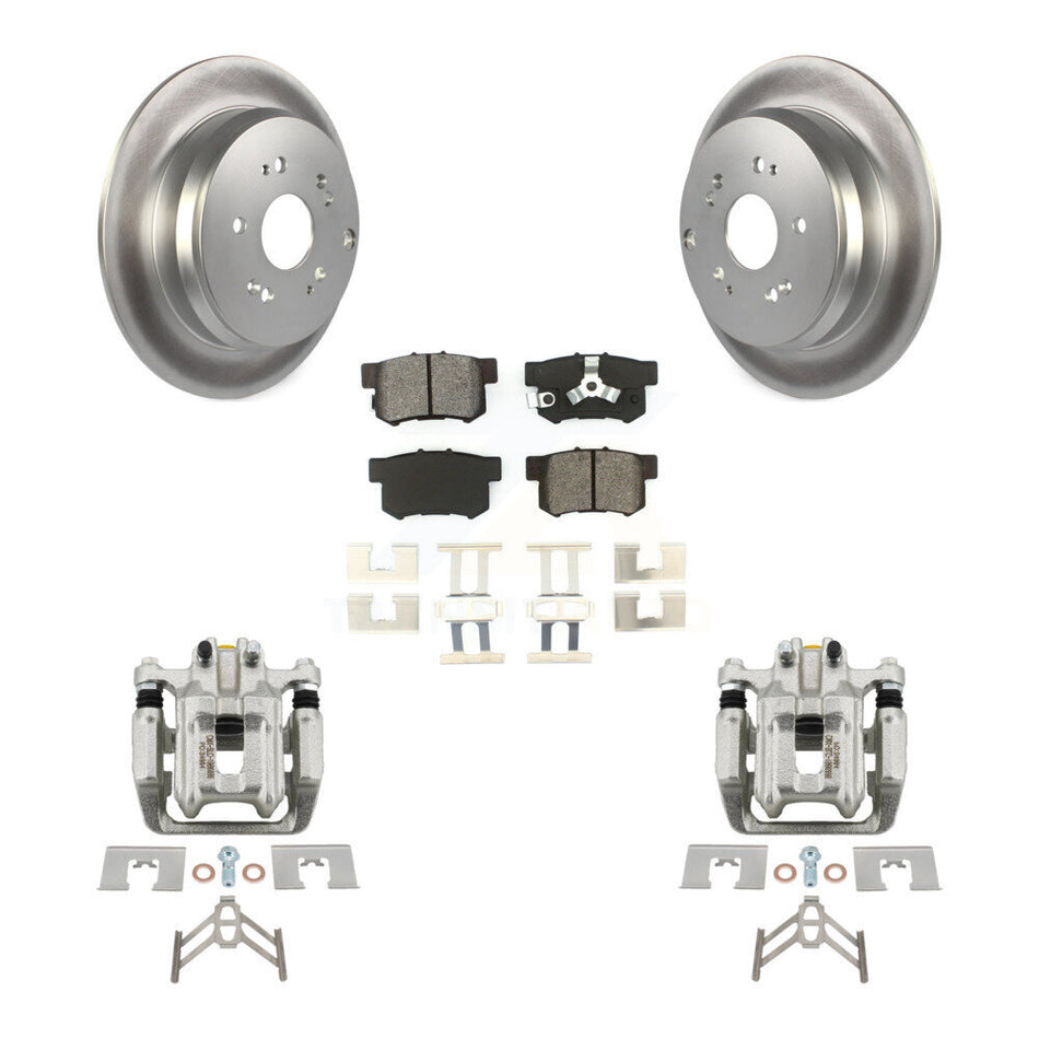 Rear Disc Brake Caliper Coated Rotors And Semi-Metallic Pad Kit For Honda CR-V Acura RDX KCG-100267S