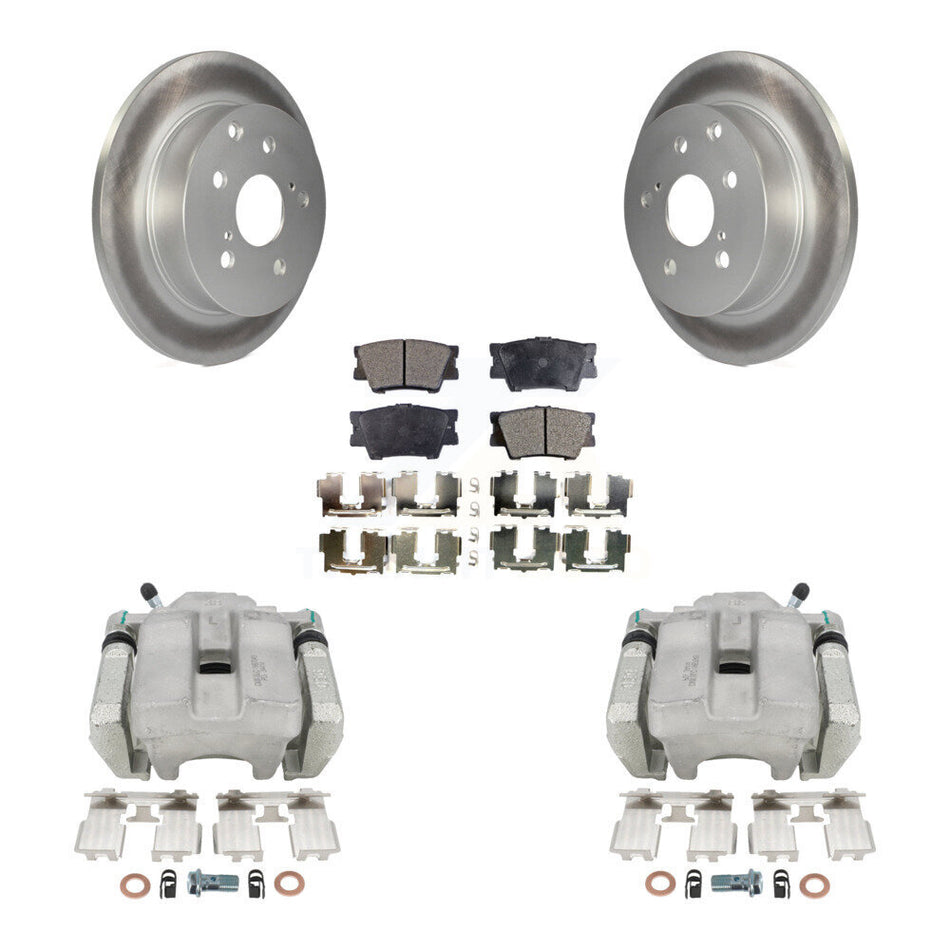 Rear Disc Brake Caliper Coated Rotors And Semi-Metallic Pads Kit For Toyota RAV4 KCG-100269P