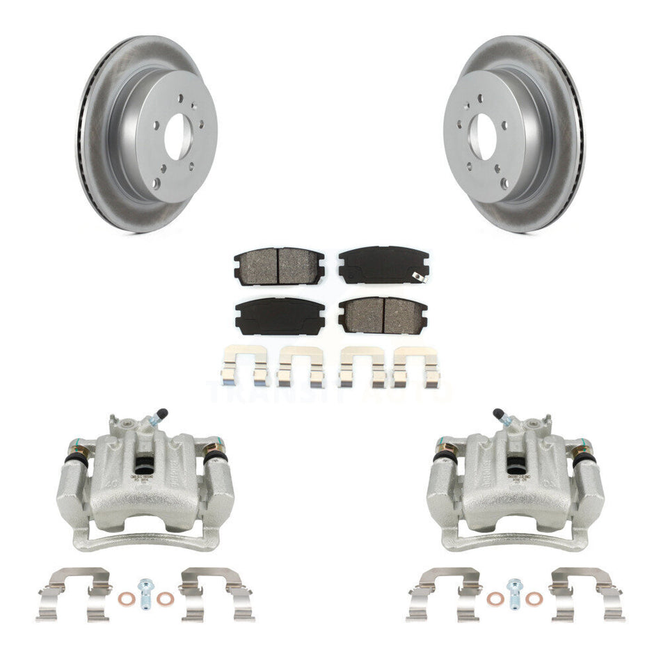 Rear Brake Caliper Coat Rotor Semi-Metallic Pad Kit For Chevrolet Equinox Pontiac Saturn KCG-100269S