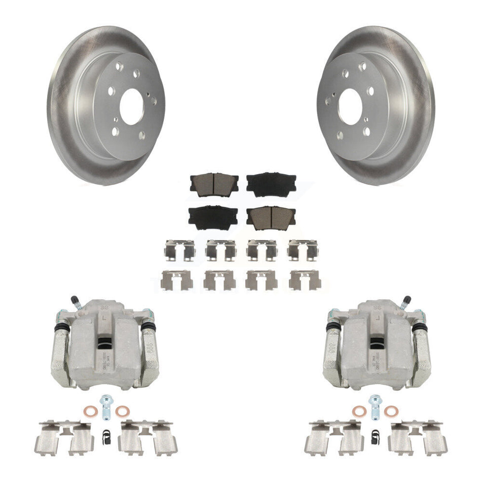Rear Disc Brake Caliper Coated Rotors And Ceramic Pads Kit For Toyota RAV4 KCG-100270C
