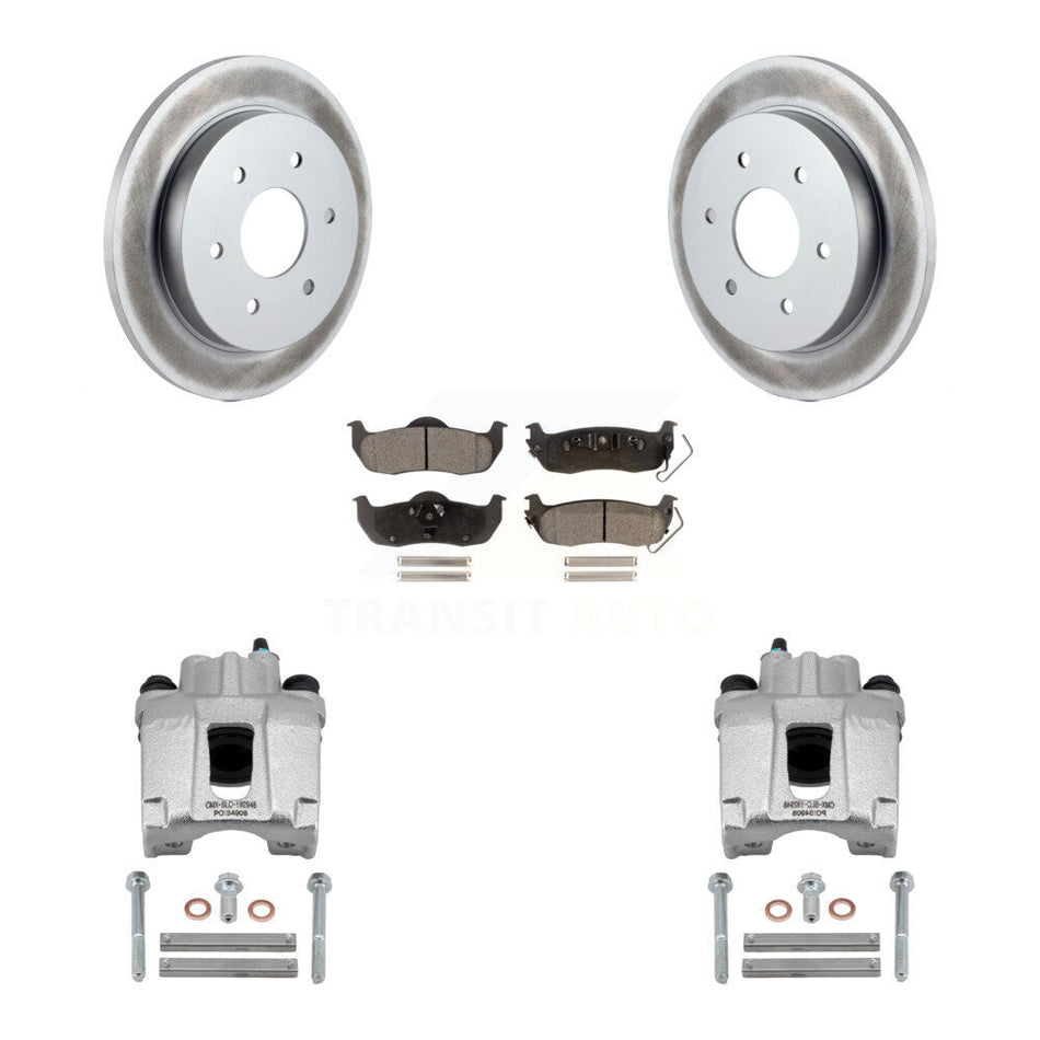 Rear Brake Caliper Coat Rotor And Semi-Metallic Pad Kit For Nissan TITAN Armada INFINITI KCG-100270P