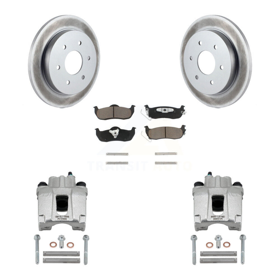 Rear Disc Brake Caliper Coat Rotor Ceramic Pad Kit For Nissan TITAN Armada INFINITI QX56 KCG-100271C