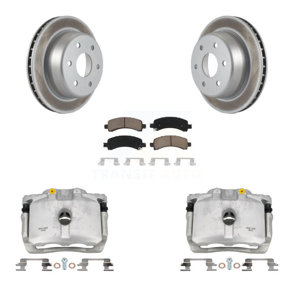 Rear Brake Caliper Coat Rotor & Ceramic Pad Kit For Chevrolet GMC Avalanche 1500 Express KCG-100272C