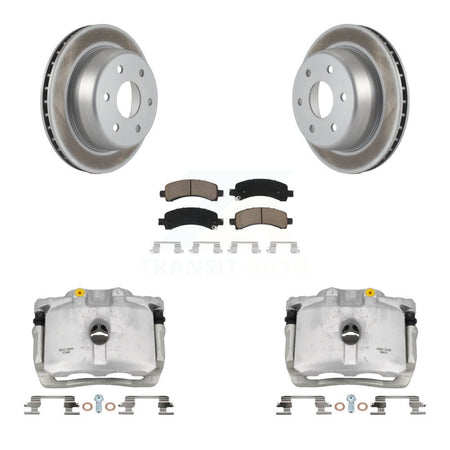 Rear Brake Caliper Coat Rotor & Ceramic Pad Kit For Chevrolet GMC Avalanche 1500 Express KCG-100272C