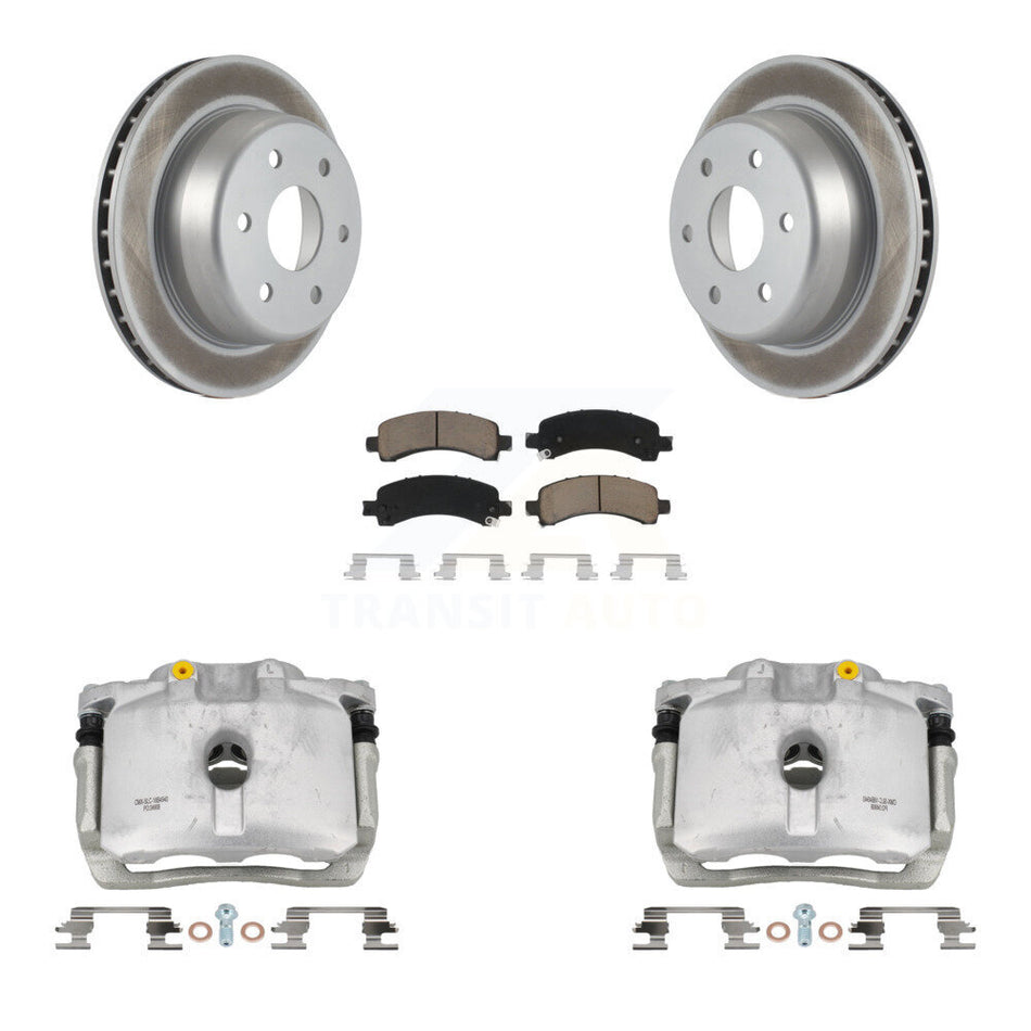 Rear Brake Caliper Coat Rotor & Ceramic Pad Kit For Chevrolet GMC Avalanche 1500 Express KCG-100272C