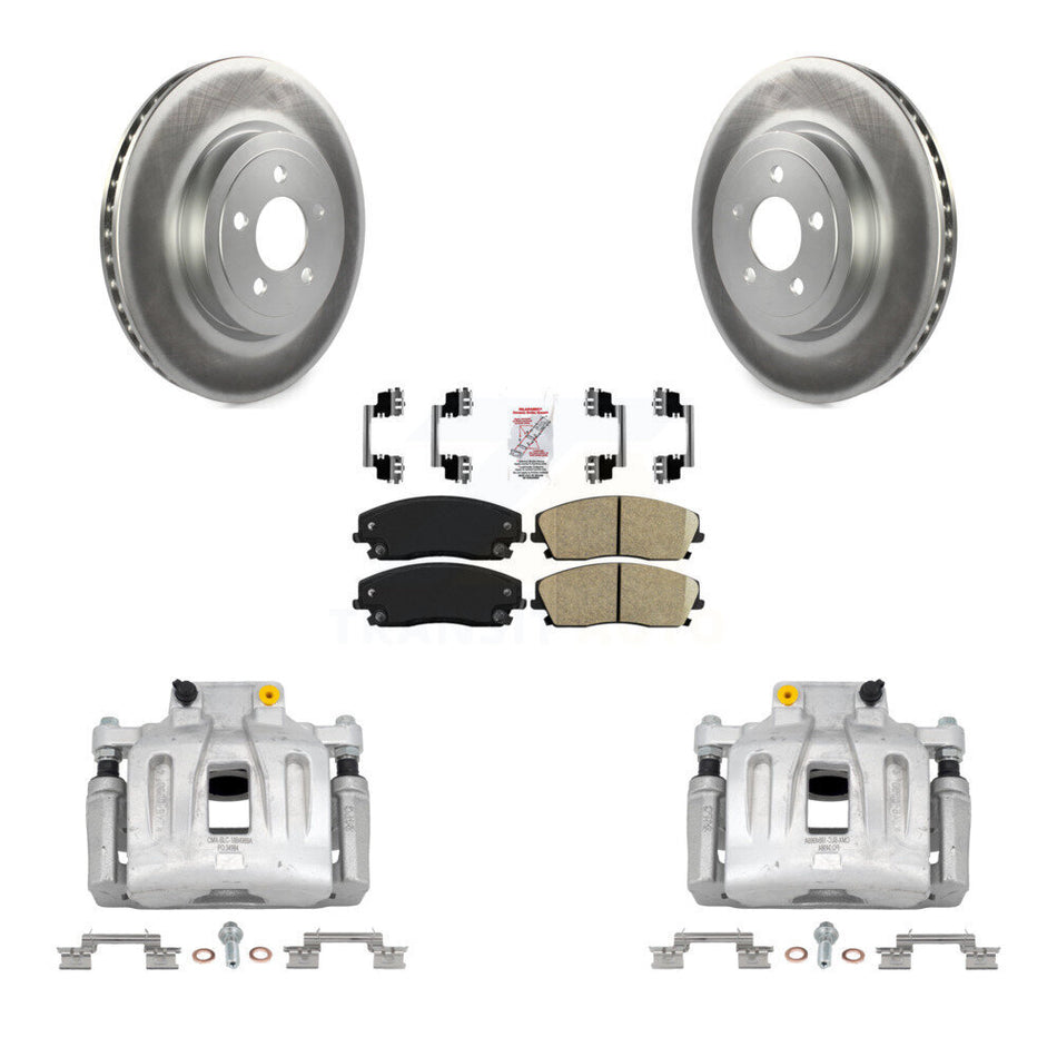Front Disc Brake Caliper Coated Rotors And Ceramic Pads Kit For Dodge Charger KCG-100272N