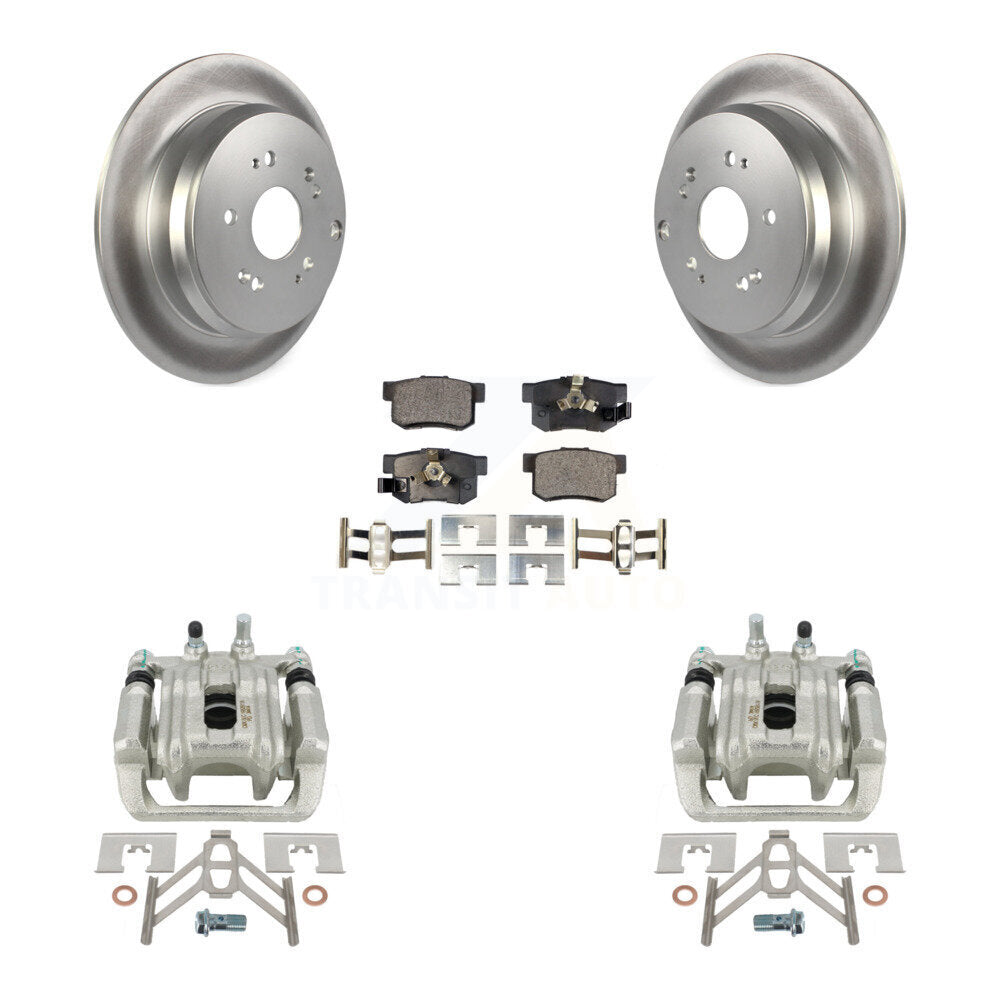 Rear Disc Brake Caliper Coated Rotors And Semi-Metallic Pads Kit For Honda CR-V Acura RDX KCG-100273P by Transit Auto