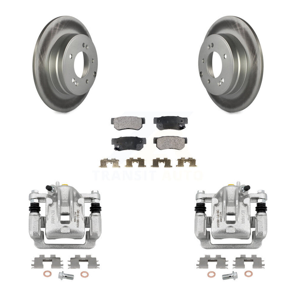 Rear Disc Brake Caliper Coated Rotors And Ceramic Pads Kit For Hyundai Sonata 3.3L KCG-100274T