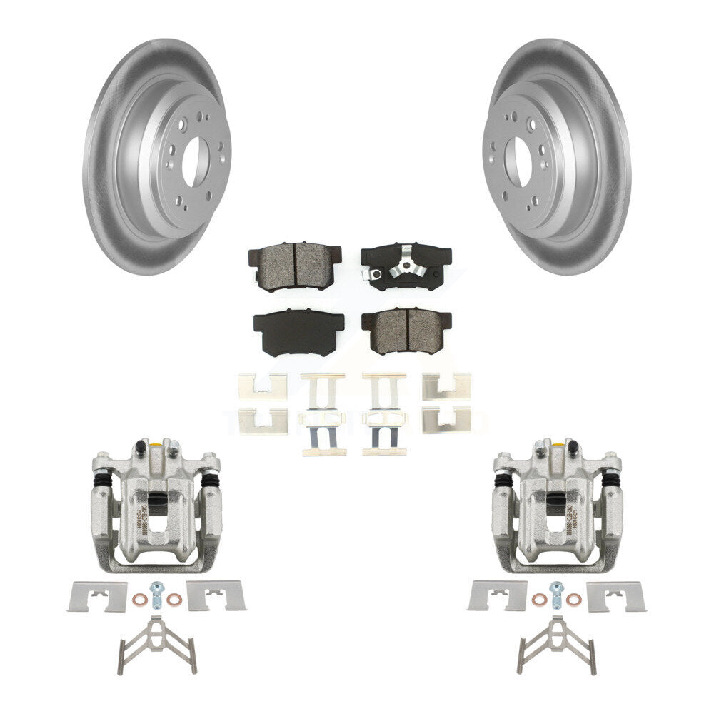 Rear Disc Brake Caliper Coat Rotor & Semi-Metallic Pad Kit For 2012-2015 Honda Crosstour KCG-100275S
