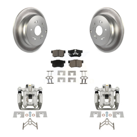 Rear Disc Brake Caliper Coated Rotors And Ceramic Pads Kit For Honda CR-V Acura RDX KCG-100276C