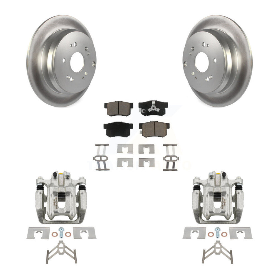 Rear Disc Brake Caliper Coated Rotors And Ceramic Pads Kit For Honda CR-V Acura RDX KCG-100276C