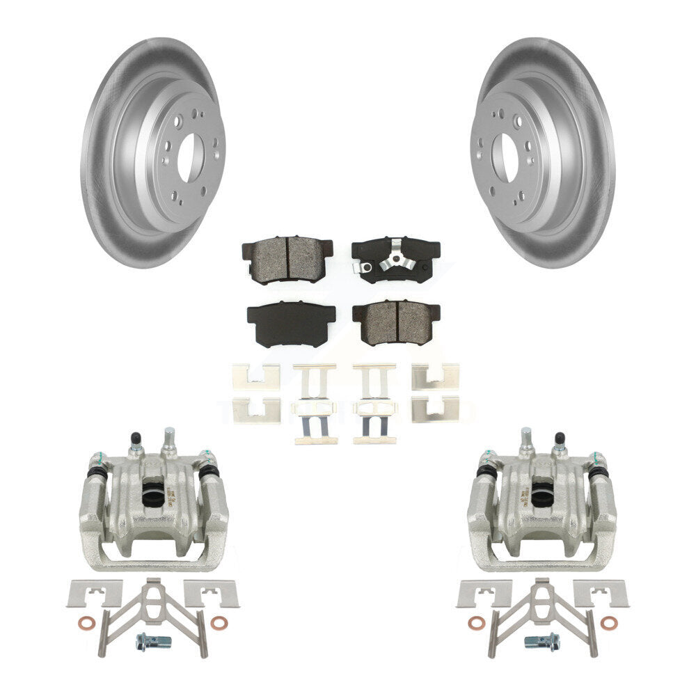 Rear Disc Brake Caliper Coated Rotors And Semi-Metallic Pads Kit For 2010-2011 Honda Accord Crosstour KCG-100276S by Transit Auto