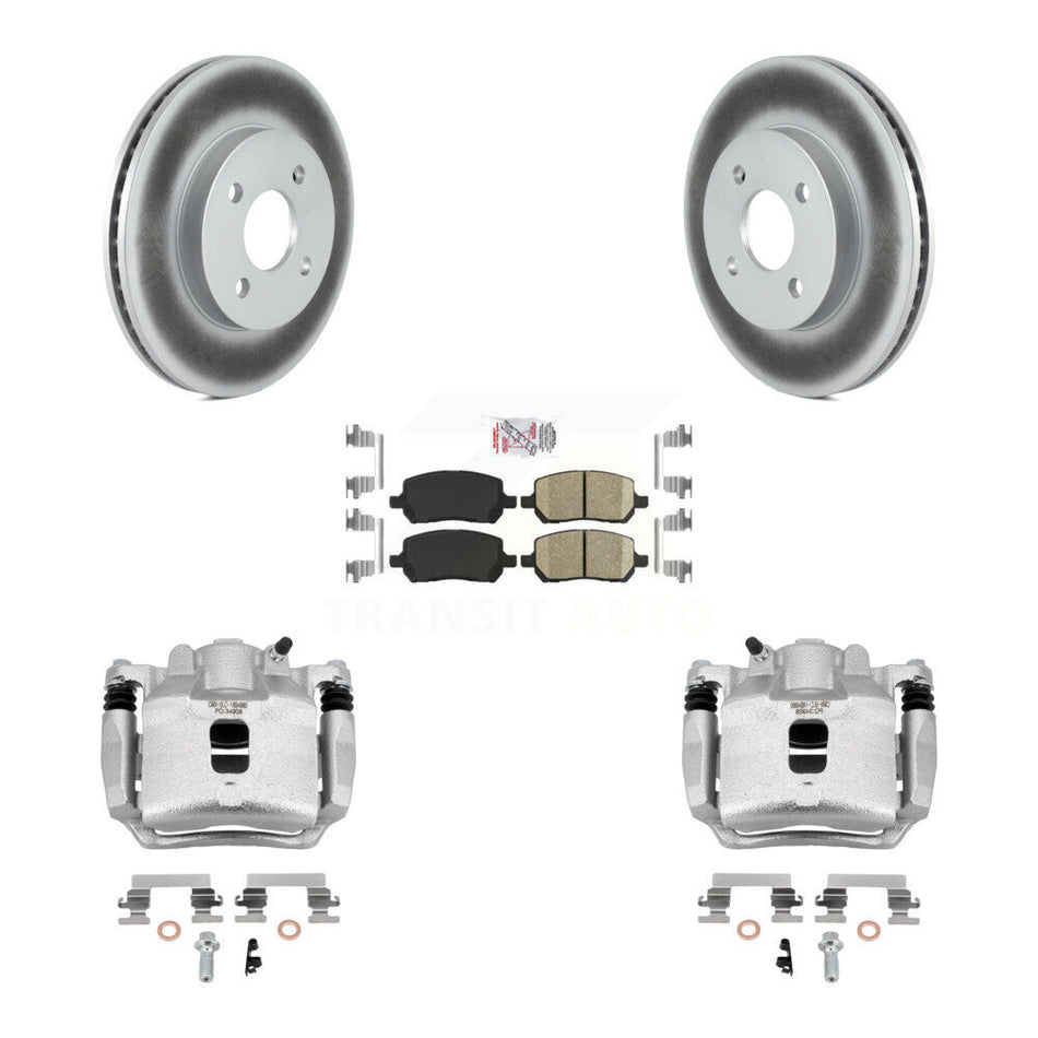 Front Brake Caliper Coat Rotor & Ceramic Pad Kit For Saturn Ion Chevrolet Cobalt Pontiac KCG-100278N