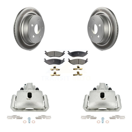 Rear Brake Caliper Coat Rotor & Ceramic Pad Kit For Ram 1500 Classic Dodge Durango Aspen KCG-100279T
