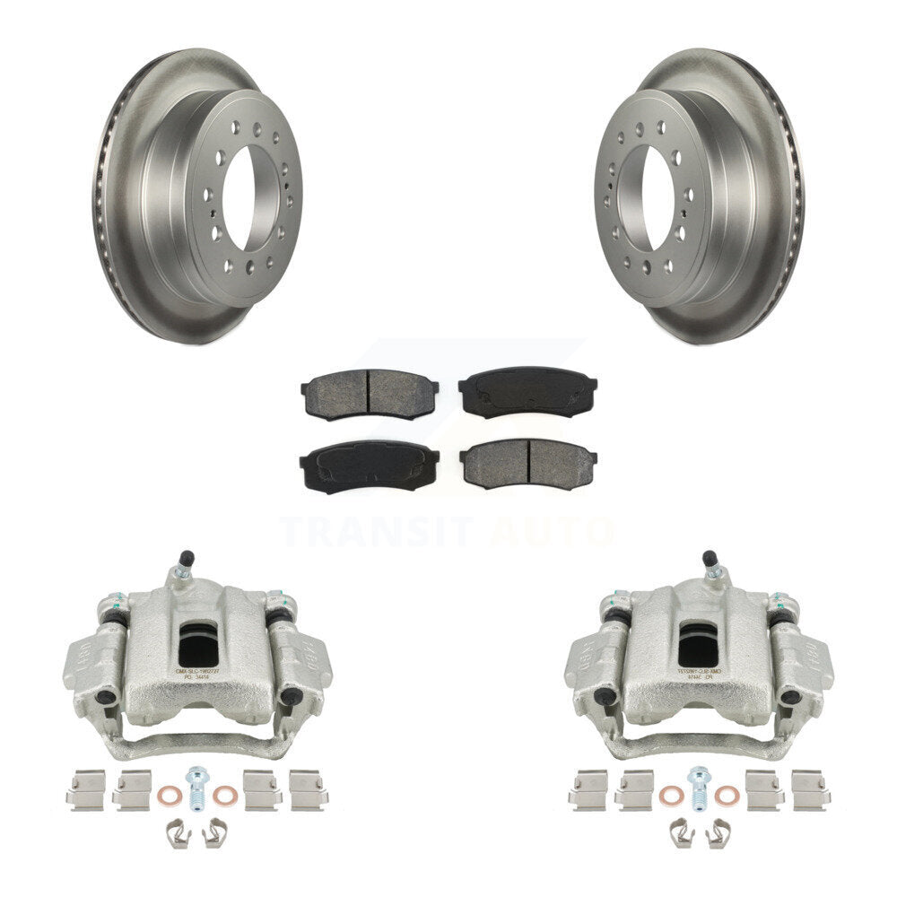 Rear Disc Brake Caliper Coated Rotors And Semi-Metallic Pads Kit For 2010-2014 Toyota FJ Cruiser KCG-100280S by Transit Auto