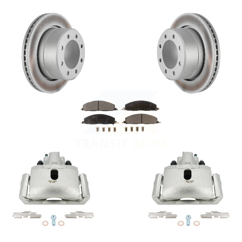 Rear Disc Brake Caliper Coat Rotor & Ceramic Pad Kit For 2012 Ram 1500 With 8 Lug Wheels KCG-100280T