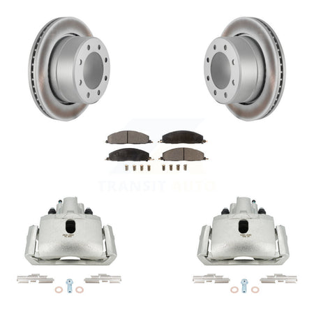 Rear Disc Brake Caliper Coat Rotor & Ceramic Pad Kit For 2012 Ram 1500 With 8 Lug Wheels KCG-100280T