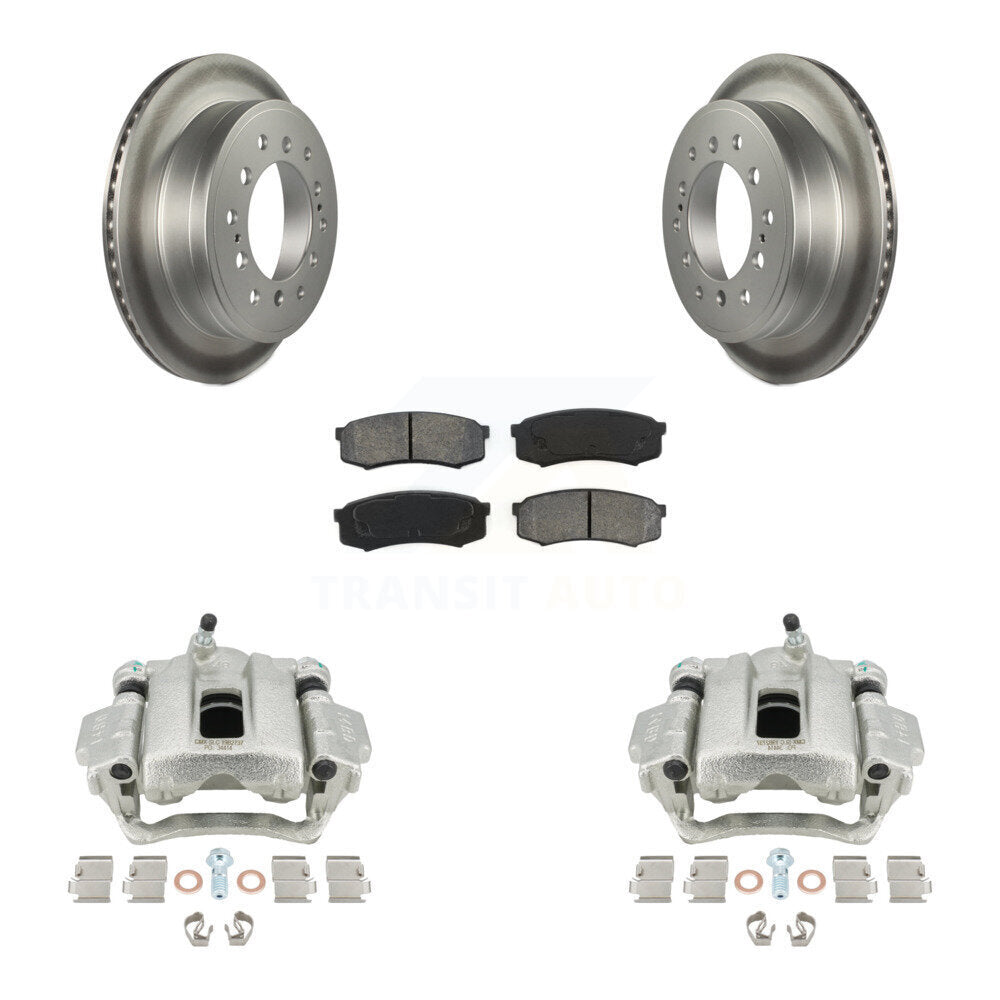 Rear Disc Brake Caliper Coated Rotors And Semi-Metallic Pads Kit For Toyota 4Runner Lexus GX460 KCG-100281S by Transit Auto