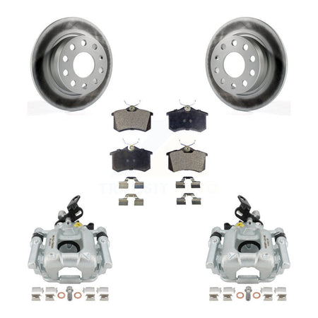 Rear Disc Brake Caliper Coated Rotors And Semi-Metallic Pads Kit For 2011 Volkswagen Jetta With 253mm Diameter Rotor KCG-100282P by Transit Auto