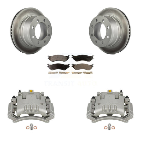 Rear Disc Brake Caliper Coated Rotors And Ceramic Pads Kit For Dodge Ram 3500 2500 1500 KCG-100282T
