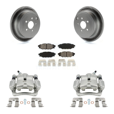 Rear Disc Brake Caliper Coat Rotor Semi-Metallic Pad Kit For Subaru Impreza Forester WRX KCG-100283S