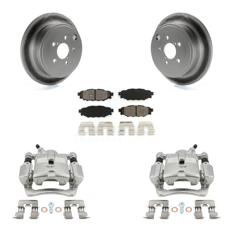 Rear Disc Brake Caliper Coat Rotor Semi-Metallic Pad Kit For Subaru Impreza Forester WRX KCG-100283S