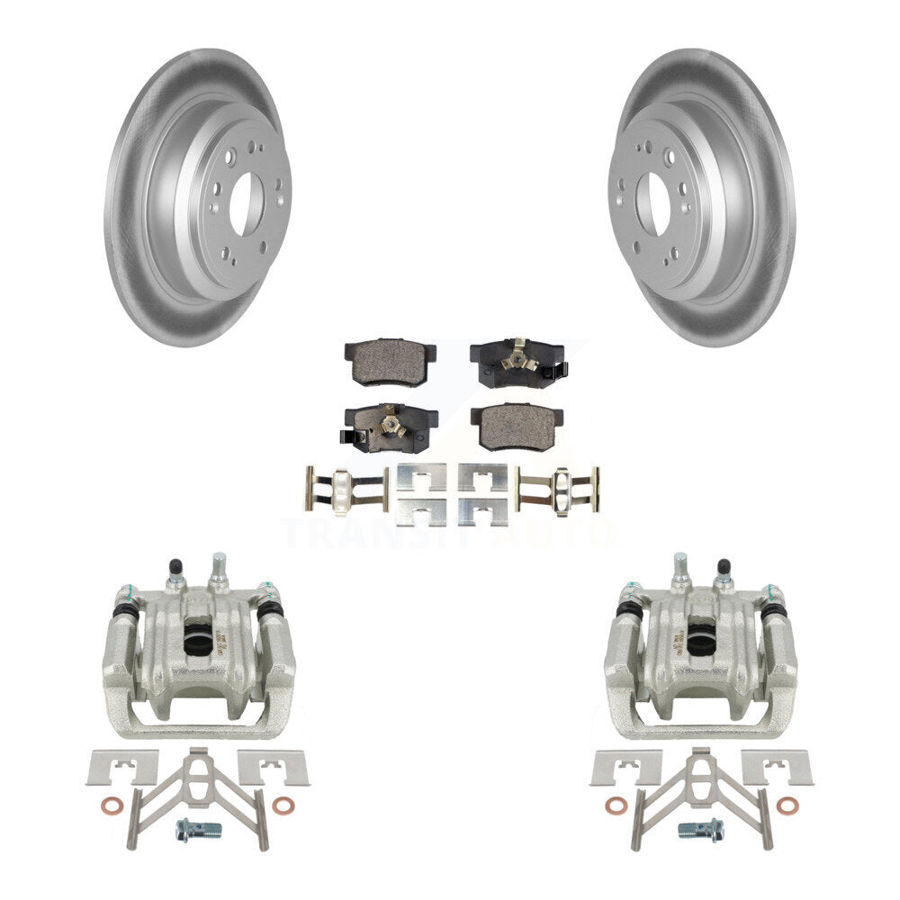 Rear Disc Brake Caliper Coated Rotors And Semi-Metallic Pads Kit For 2010-2011 Honda Accord Crosstour KCG-100284P by Transit Auto