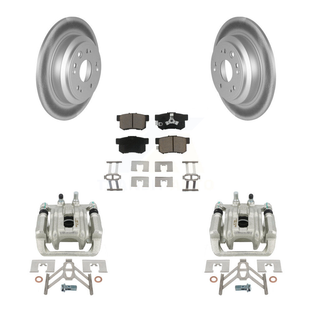 Rear Disc Brake Caliper Coated Rotors And Ceramic Pads Kit For 2010-2011 Honda Accord Crosstour KCG-100285C by Transit Auto