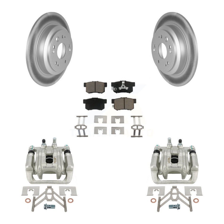 Rear Disc Brake Caliper Coated Rotors And Ceramic Pads Kit For 2010-2011 Honda Accord Crosstour KCG-100285C