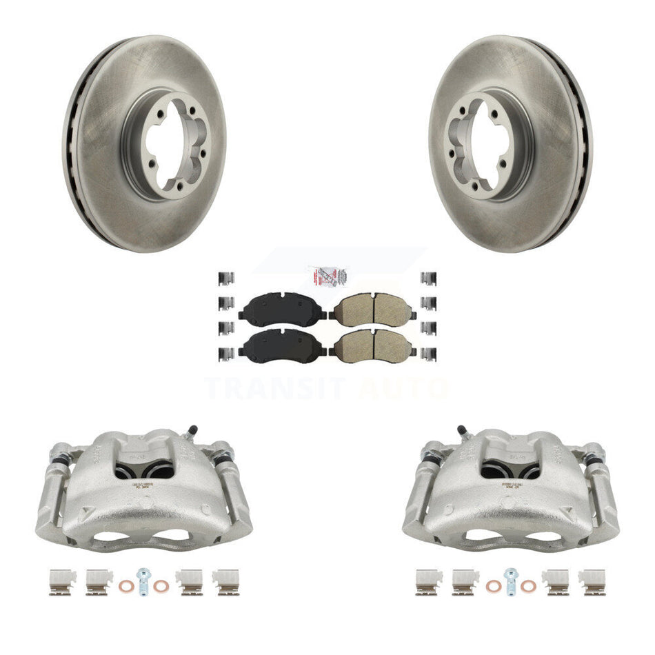 Front Disc Brake Caliper Coated Rotors And Semi-Metallic Pad Kit For Ford Transit-350 HD KCG-100285N